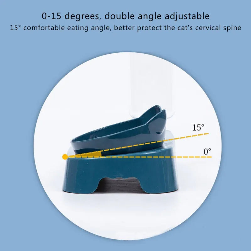 Pet Cat Bowl 15 Degrees Tilt to Protect Cervical Vertebrae Dog Cat Food Bowl Automatic Drinking Feeder Pet Feeding Supplies